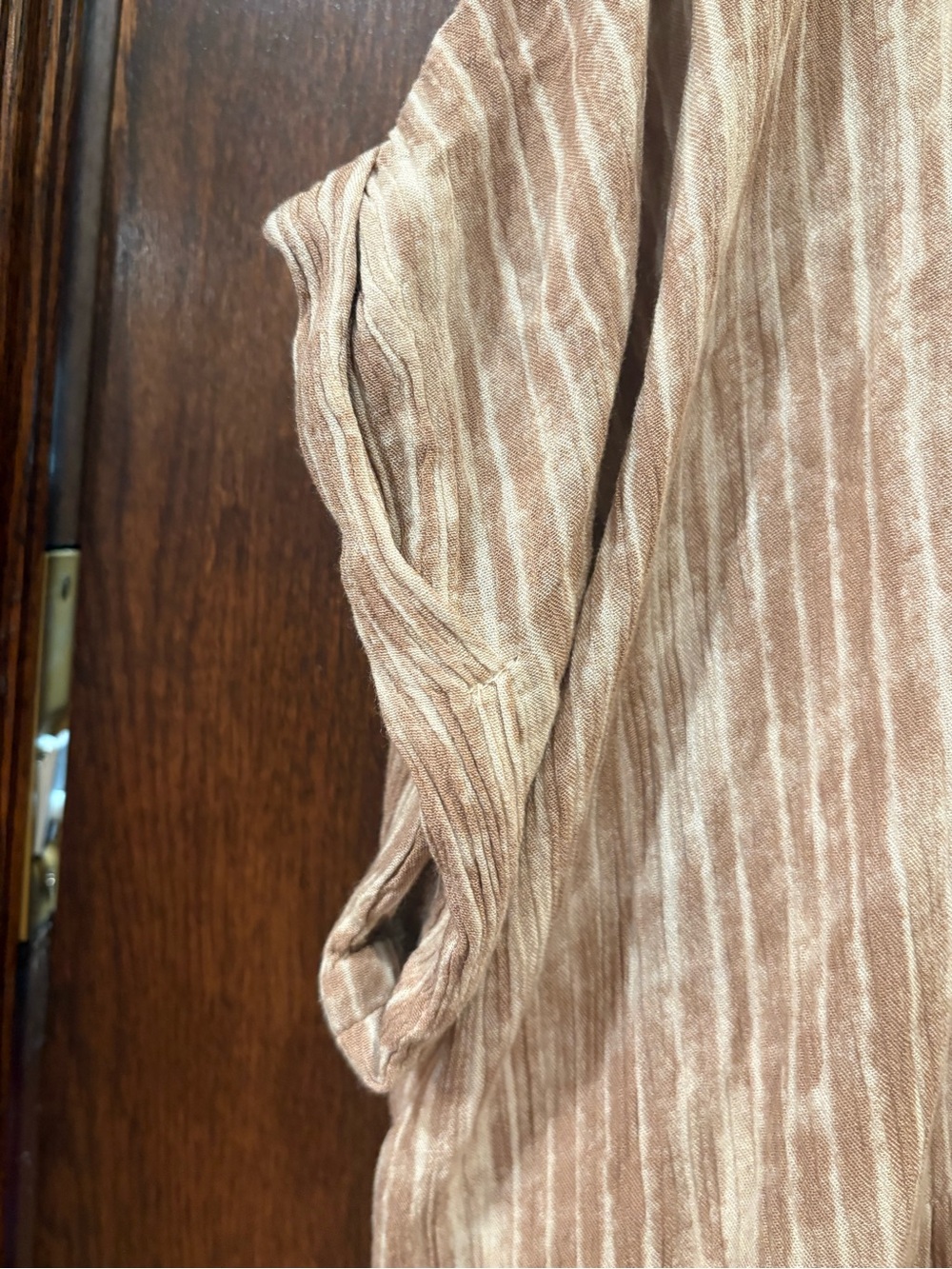 Miou Muse $48 Boho Striped Peplum Top L 100% Rayon made in USA P2P 24.5-28” - Picture 4 of 7